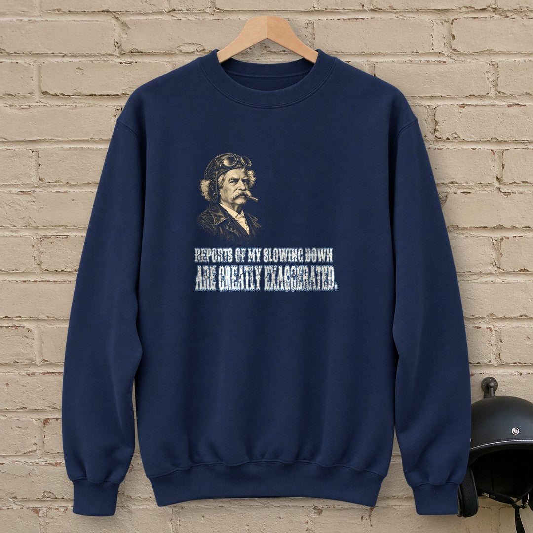 Mark Twain Not Slowing Down Crewneck Sweatshirt - Navy - brick