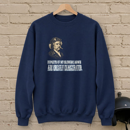 Mark Twain Not Slowing Down Crewneck Sweatshirt - Navy - brick