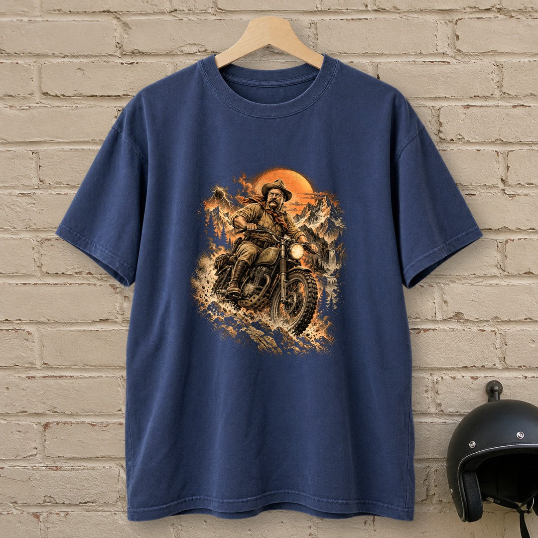 Theodore Roosevelt Mountain Trail Premium T-Shirt - Navy - brick