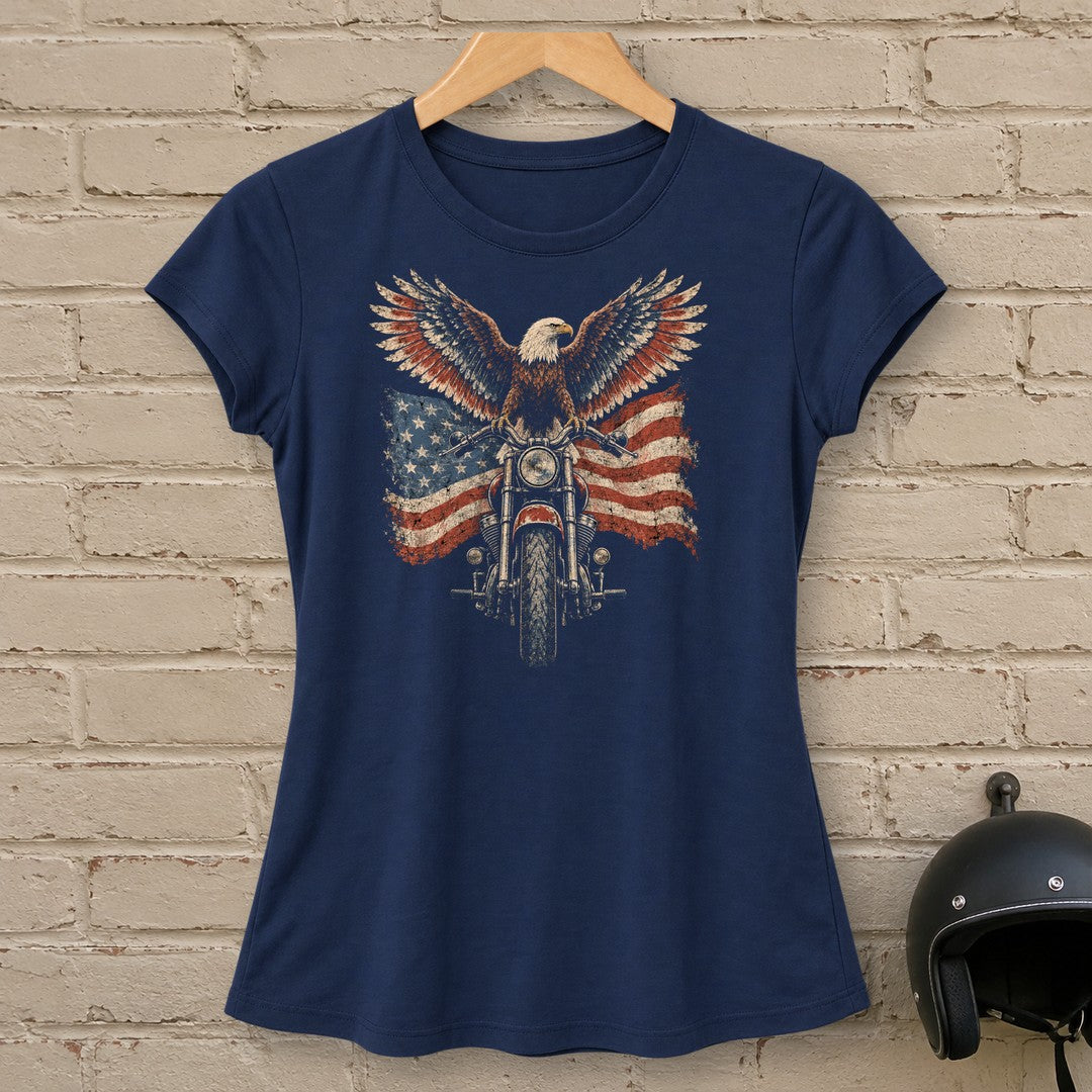 Eagle on the Handlebars Women's T-Shirt - Navy - brick