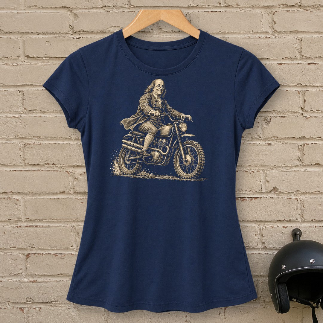 Benjamin Franklin on the Dirt Women's T-Shirt - Navy - brick