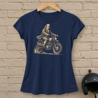 Benjamin Franklin on the Dirt Women's T-Shirt - Navy - brick