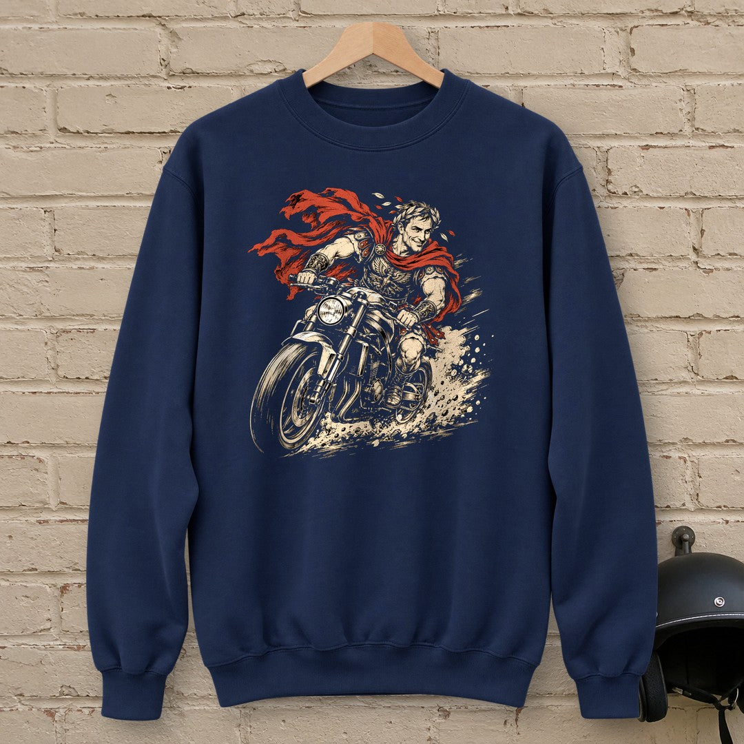 Julius Caesar Rides Crewneck Sweatshirt - Navy - brick