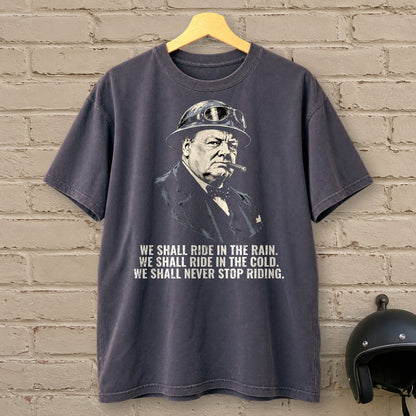 Winston Churchill We Shall Ride Premium T-Shirt - Navy - brick
