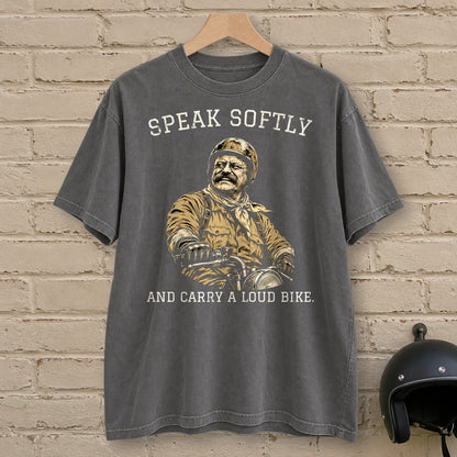 Theodore Roosevelt Speak Softly Loud Bike Premium T-Shirt - Pepper - brick